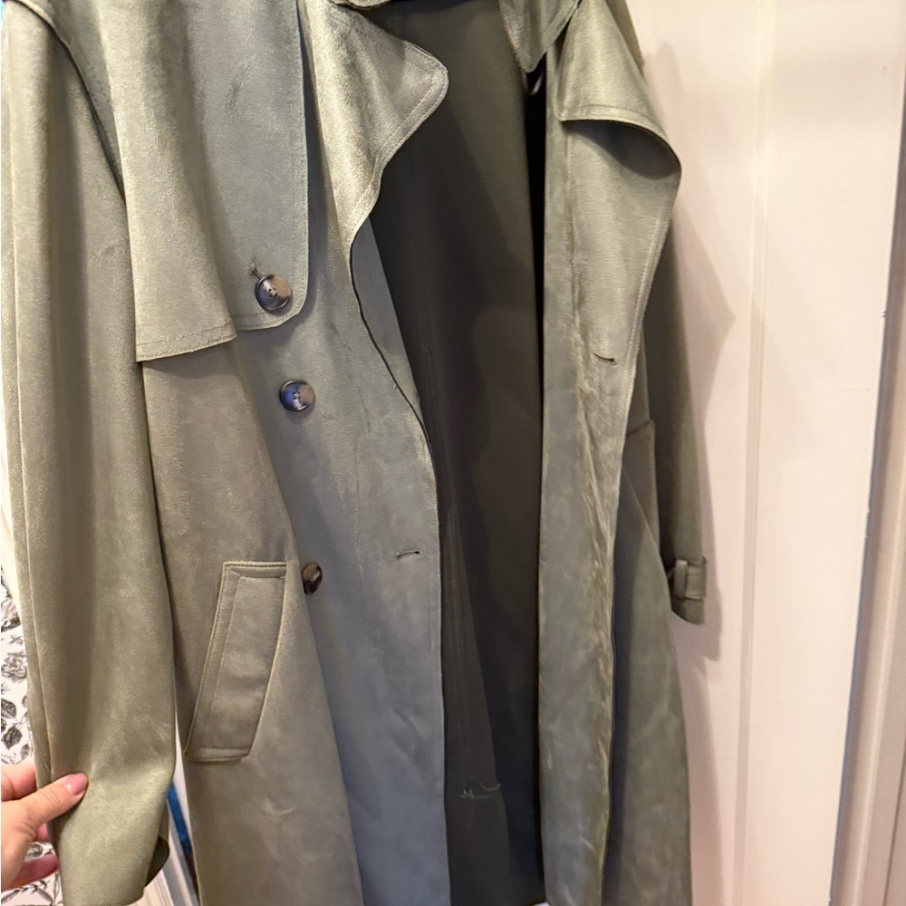 Zara Suede Olive Green Trench Coat